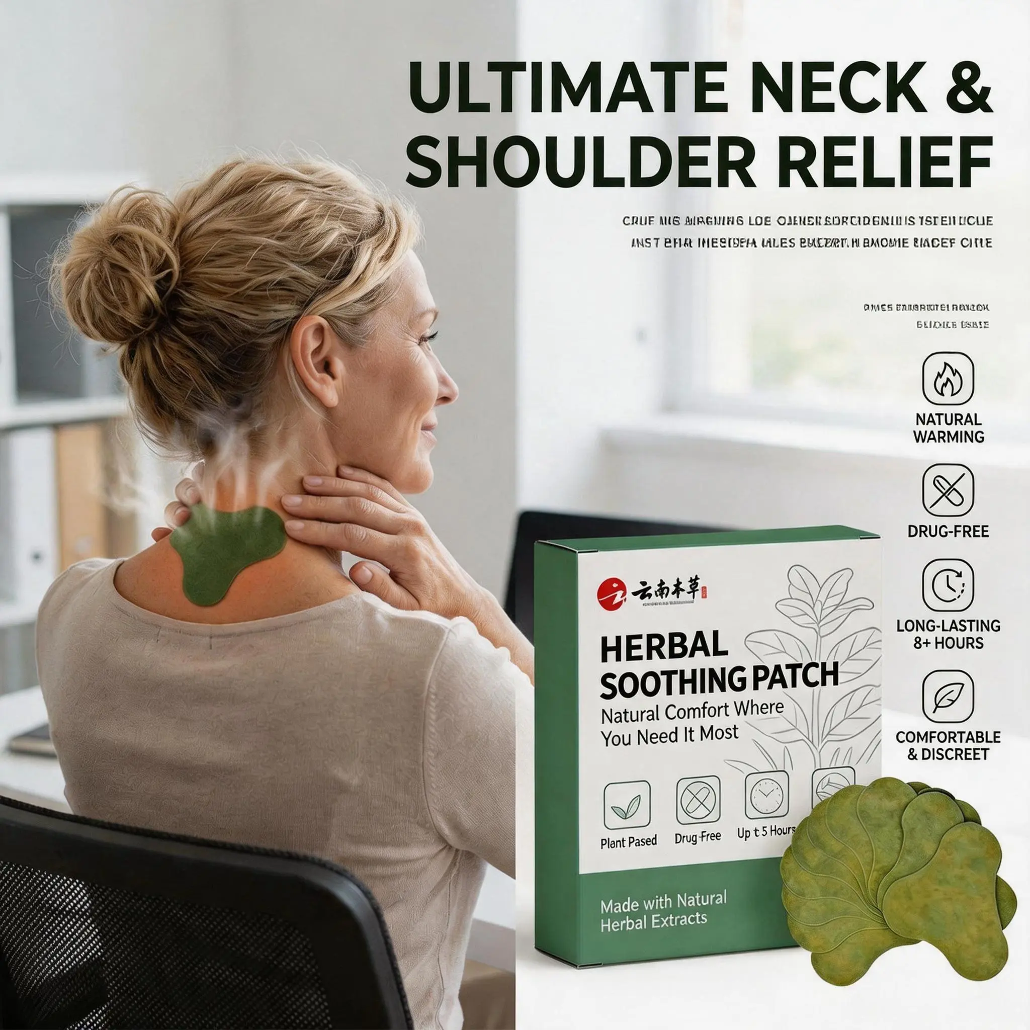 Herbal Cervical Neck Therapy Heat Patches - 30 Count, Daily Pain Relief, Long-Lasting Gentle Warming Patches for Neck & Shoulder Relaxation, Body Care for Office Workers (Beauty & Personal Care)