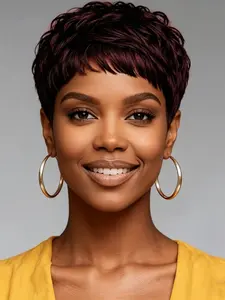 Pixie Cut Wig Human Hair for Women  Short Layered Pixie Cut Wigs With Bangs