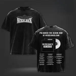 Nickelback “San Quentin” Vintage Washed Oversized Heavyweight Cotton Graphic T-Shirt Tee | Rock Band Album Promo Back Print Tracklist Edition | Grunge Streetwear Unisex