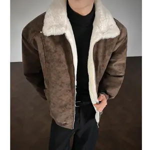 Qianlai Melard Lamb Wool PU Leather Cotton Jacket with Fleece Lining Thickened Couple Cotton Coat