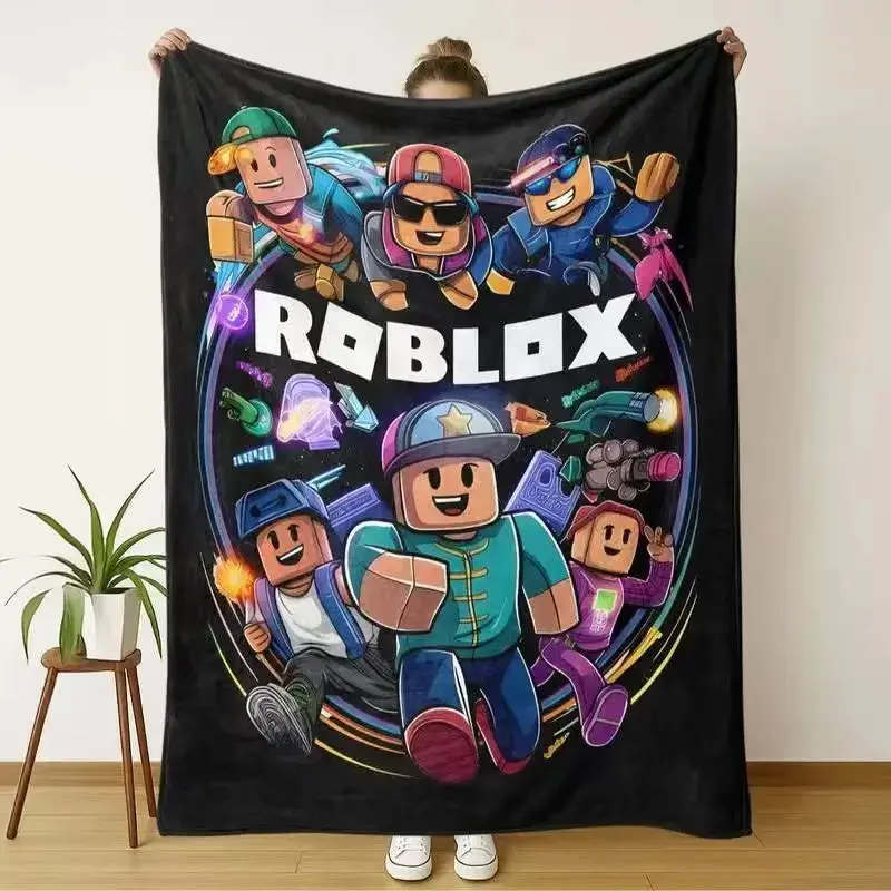 Roblox Cool Character Print Flannel Blanket Soft Comfortable Throw for Home Decor Perfect Gift for All Seasons Stylish Bedding Accessory Warm Nap Blanket Cozy Flannel Sofa Blanket sizes 60*80,30*40(baby ),40*50(kids),50*60 Flannel material