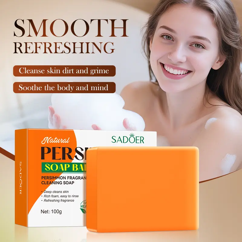 Natural Persimmon Soap 100g Fragrant Deep Cleansing Oil Control Refreshing Body Wash Handmade Soap Unisex