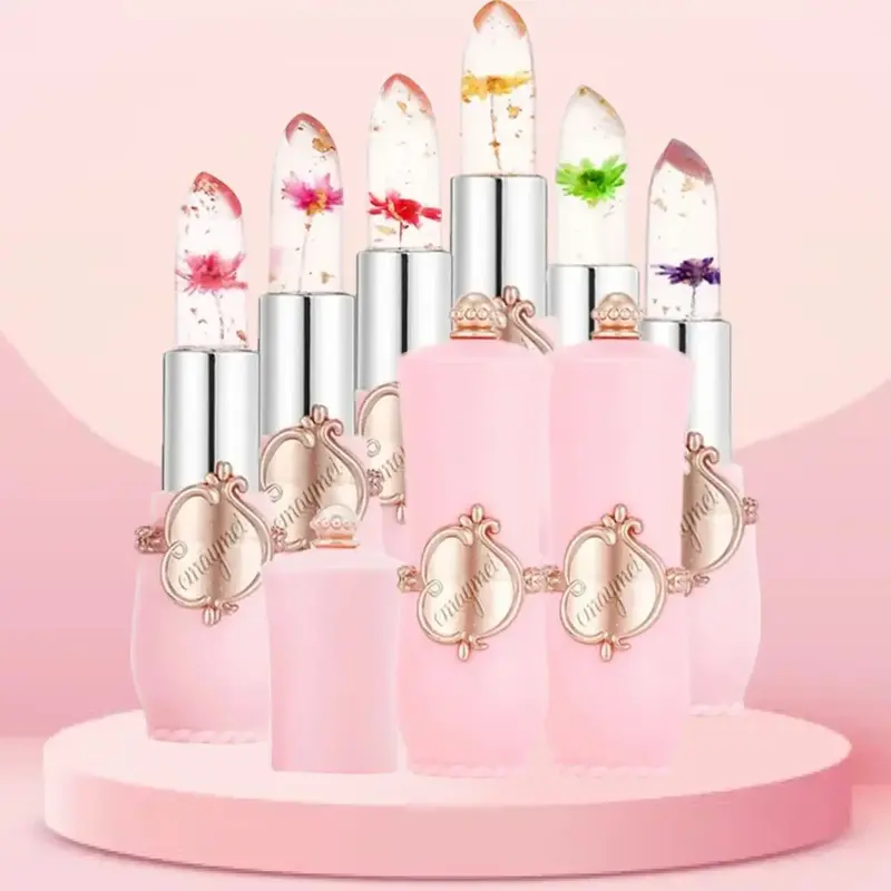 6 Counts/set Moisturizing Hydrating Color Changing Lipstick, Floral Flower Design Lip Gloss, Balm, Portable Makeup Cosmetic For Girls And Ladies, Summer Makeup, Hydrating Glossy Balm