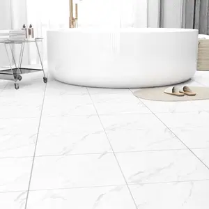 20-Pack Peel and Stick Floor Tiles Vinyl Floor 12 x 12 inch Self Adhesive Waterproof Flooring Planks DIY for Bathroom, Kitchen, Living Room, RV, Cover 20 Sq. Ft, White Vein Marble