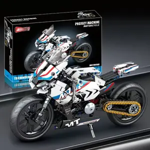 3 Large Size Realistic Super Cool Motorcycle Racing Technology Model Building Block Set, Motorcycle Building Blocks, Hobby Collection Display Ornament, Holiday Gift