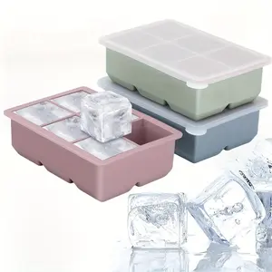 3-Pack Silicone Ice Trays Set with Lids - Large Flexible Ice Molds for Freezer, Stackable & Reusable, Leakproof Square Ice Cube Trays Perfect for Camping & Dining, Easy Release - Pink, Blue, Green