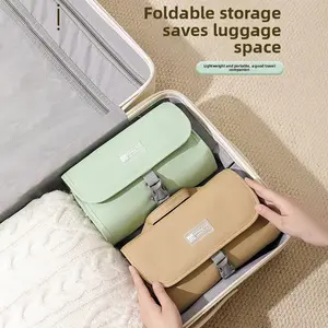 Large Capacity Travel Toiletry Organizer Detachable Hook Waterproof Cosmetic Bag Wet Dry Separation Foldable Storage Pouch for Travel