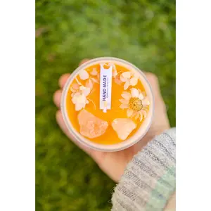 Handmade Crystal Meditation Candle for Spiritual Healing