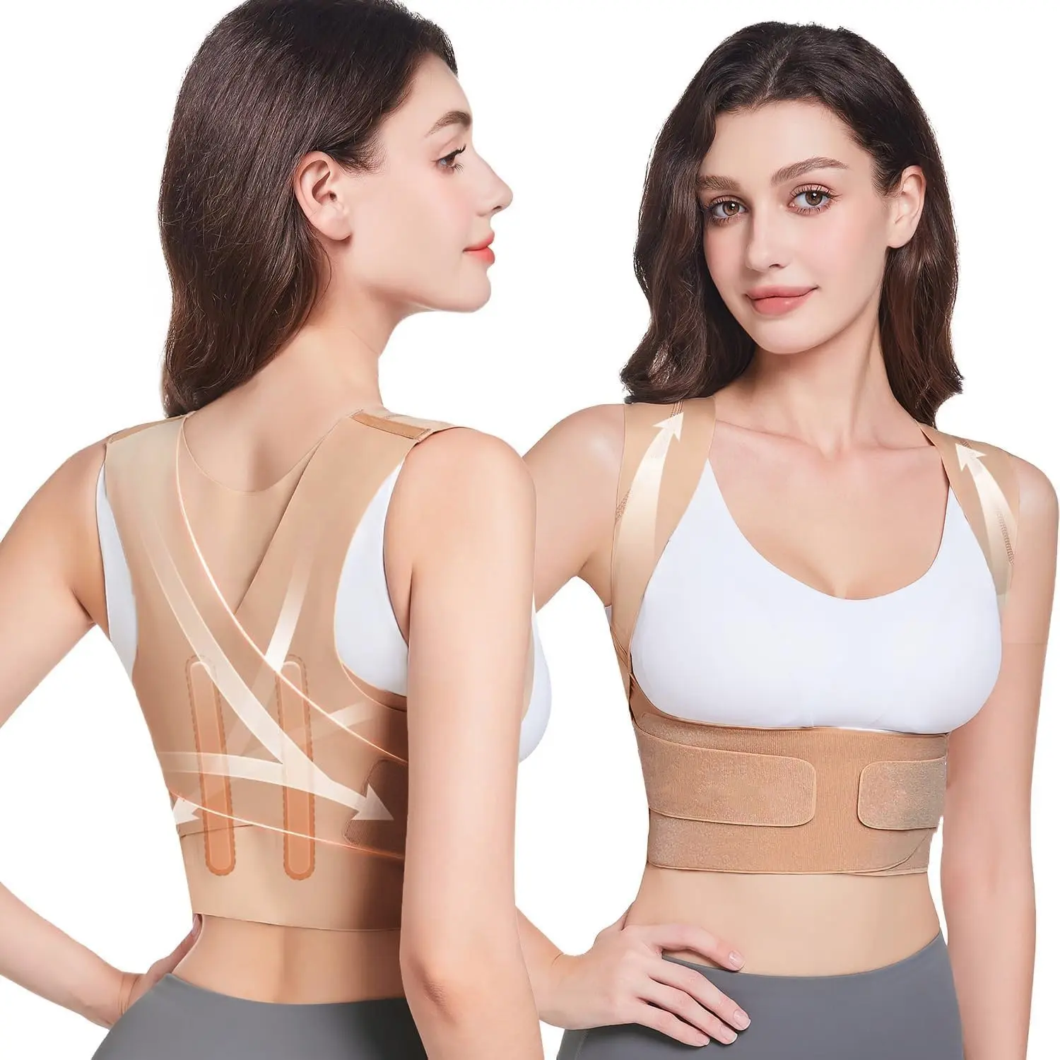 Posture Corrector for Women, Invisible Adjustable Back Brace, Upper Lower Back Pain Relief, Hunchback Scoliosis Spine Corrector, Hunchback Aligner, Lightweight Under Clothes, Support, Posture Straightener, Adjustable Spine Alignment