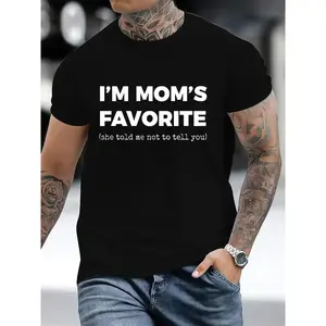 Funny Moms Favorite Son Daughter I'm Mom's Favorite T-Shirt   Crew Neck T-Shirt Soft Tee Casual Apparel