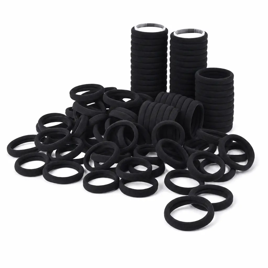 100Pcs Value Pack Hair Elastics, Durable Soft Ponytail Holders, Home School Office Outdoor Sports, High Stretch No Breakage Comfortable, Basic Hair Accessories for Women Kids Teens Family