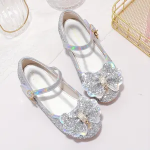 Fashionable Princess Flats with Pearl Bow, Soft-Soled Sparkling Crystal Shoes Girls, New Collection Footwear