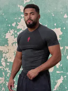 Men's Summer Muscle Fitness Shirt, New Casual Outdoor Running Training Quick-Dry Sports Round Neck Tight Fit Top