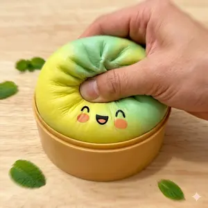 【new】 Squeezable Steamed Bun (Gradient Green) — Realistic, Cute, and Fun Stress Reliever; Soft, Non-Sticky, and a Great Boredom Buster fun stress relief toy