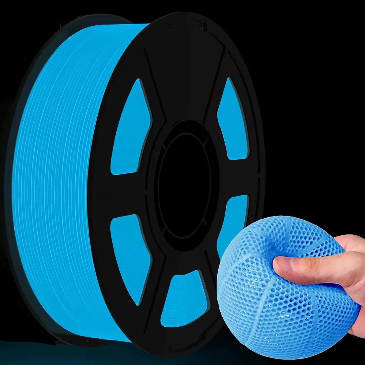 Flexible Glow-In-The-Dark Tpu Long Fiber 1.75mm 250g (0.55lb) 95a Hardness Wear-Resistant Material, High Visibility in Dark Environments