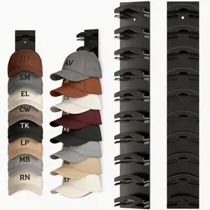 Baseball Cap Organizer 2-Pack, Wall Hat Rack with Strong Adhesive Holds up to 20 Hats, Over-the-Door Closet Hat Hanger Display Stand, Multi-Layer Cap Organizer Storage with Two Mounting Options Decor Black Installation hat organizer pegboard