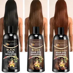 100ml hair dye, shampoo, and hair care three in one shampoo herbal extract is gentle and non irritating. Available in black/brown/chestnut brown colors, the hair becomes more shiny after dyeing and care