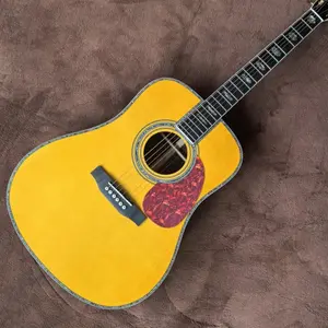 Yellow D45 Acoustic Guitar, Rosewood Fingerboard, Spruce Top, 20 Frets, Bone Nut, Professional Recording & Live Performance Guitar