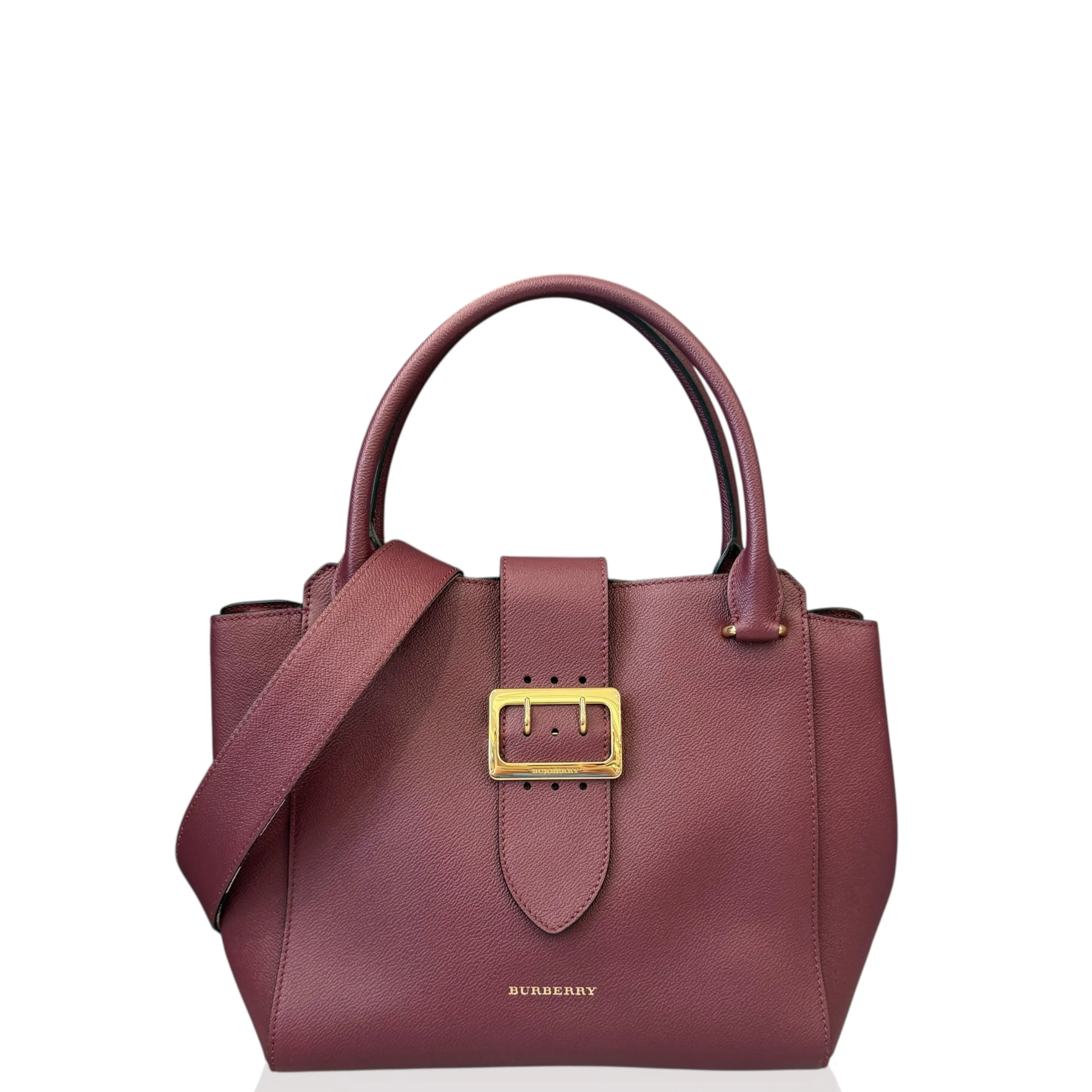 Pre-owned BURBERRY Leather tote bags Small Buckle Tote Calfskin Red (zs012926d1)