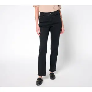 Isaac Mizrahi Live! Regular True Denim Black Straight Leg Ankle Jeans