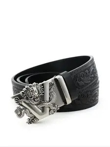 Men's Vintage Dragon Design Automatic Buckle Belt, Vintage Western Belt, Fashion PU Leather Belt for Party, Daily Clothing Decor, Trendy All-match & Exquisite Belt for Birthday Gift