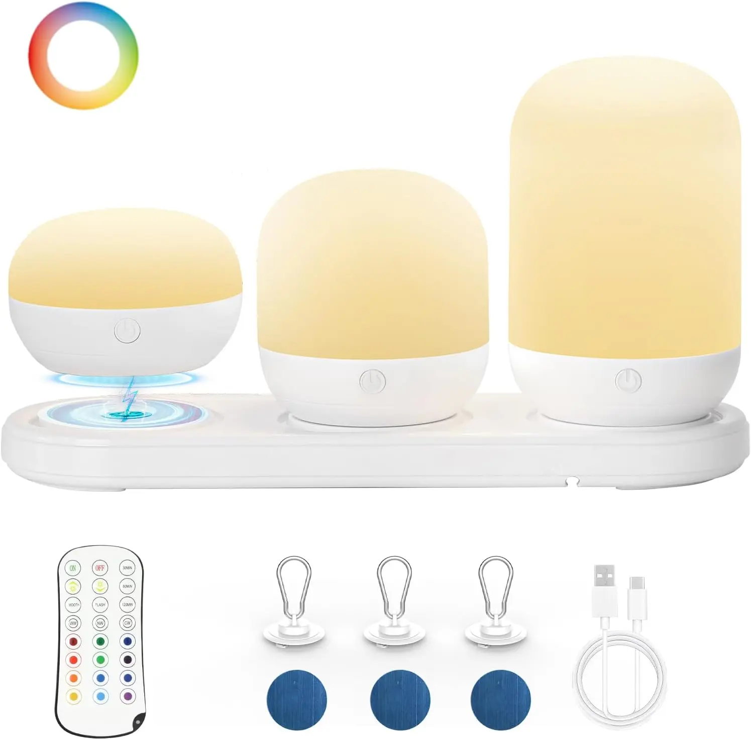 3-in-1 Rechargeable Night Light for Kids, Dimmable Egg Night Light with Remote Control, Portable Nightlight Timer Setting, Xmas Christmas, Birthday Gifts for Boys Girls