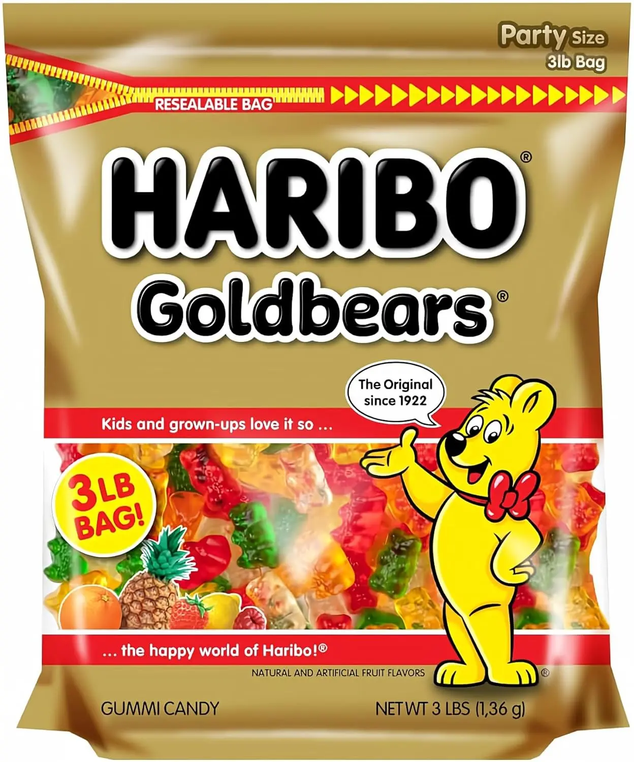 HARIBO Goldbears, Gummi Candy, 10 oz Resealable Bag, Assorted Flavors HARIBO Goldbears, Gummi Candy, 10 oz Resealable Bag, Assorted Flavors