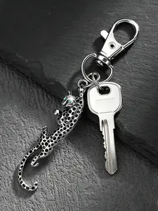 Fashionable Leopard Keychain for Men, Luxury Metal Pendant, Unisex Car Key Ring, Stylish Bag Accessory, Business/commute Gift
