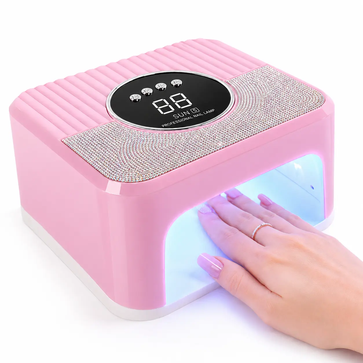 New Adhesive Diamond Nail Lamp, 45 LEDS Nail Dryer Gel Nail Polish Curing LED UV Light, With 4 Timers Automatic Sensor LCD Display Professional Nail Art Tool, Accessories For Fingernail Toenail Salon Nail Lamp Cured Nail Supply Store