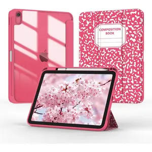 Case for iPad 11-inch (A16) 2025 / iPad 10th Generation 2022(10.9 inch), Tri-Fold  Folio Auto Wake/Sleep with Clear /Pencil Holder for iPad 11th/10 Gen (Notebook Pink)