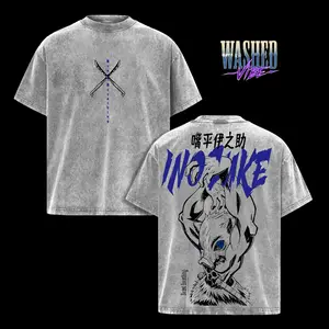 Retro Heavy Limited Vintage Inosuke Anime Washed Tee – Sweatshirt and Hoodie Washed Demon Slayer Vintage Manga T-Shirt, Cool Japanese Anime Graphic Shirt, Oversized Streetwear Trendy Otaku Gift, Aesthetic Shonen Anime Tee men clothing