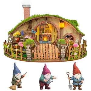 The Magic Ring House DIY Miniature House Kit & 3D Wooden Puzzle, Lighted Book Nook Bookshelf Decor, Creative Gifts for Adults & Craft Lovers