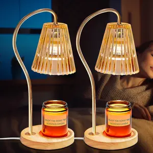 Candle Warmer Lamp, 2Pack Modern-Glass Candle Lamp Warmer with Timer & Dimmer, Electric Candle Warmer Lamp for Jar Candles, Wax Melter Warmer Lamps for Home Decor Gifts, with 2 Bulbs