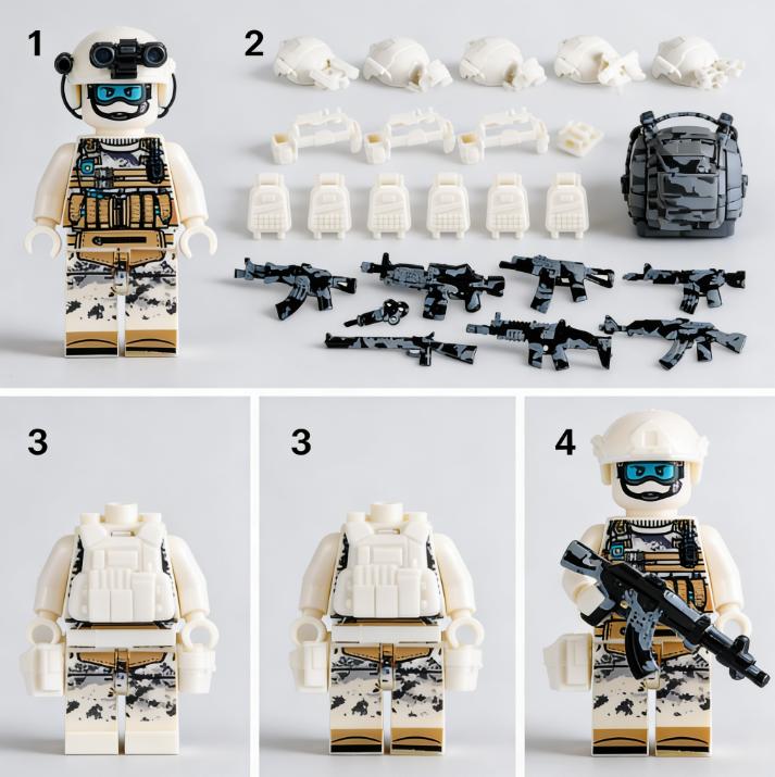 6 PCS Compatible Building Blocks Military Set - Snow Leopard Commando Minifigures, Special Forces Army Men, Small STEM Toy for Kids, Action Figures Gift for Boys
