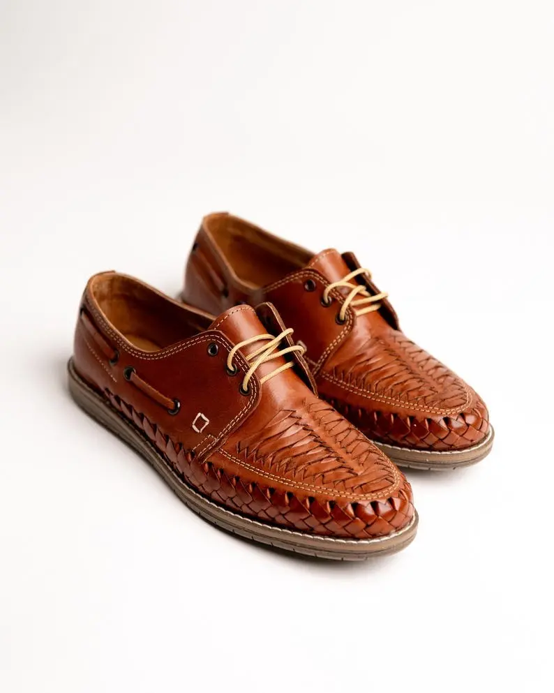 Handmade Leather Sandals Shoes for Men – Modern Lace-Up Huaraches, Tan Color, Comfortable Casual Flats