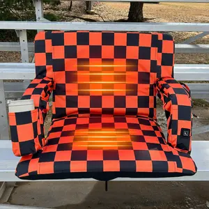 Heated Orange Checkerboard 23" Stadium Seat with Armrests