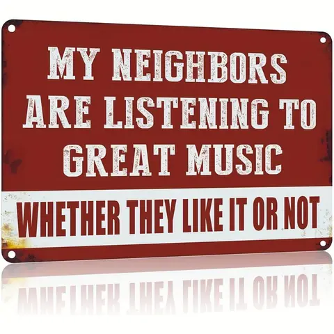Vintage Funny Sarcasm Music Rectangle Design Wall Metal Plaque (12x8 in) - Colorful Home Decor Decoration Items, Adult Men's Room Decor Collectible Tin Sign for Birthday Gifts