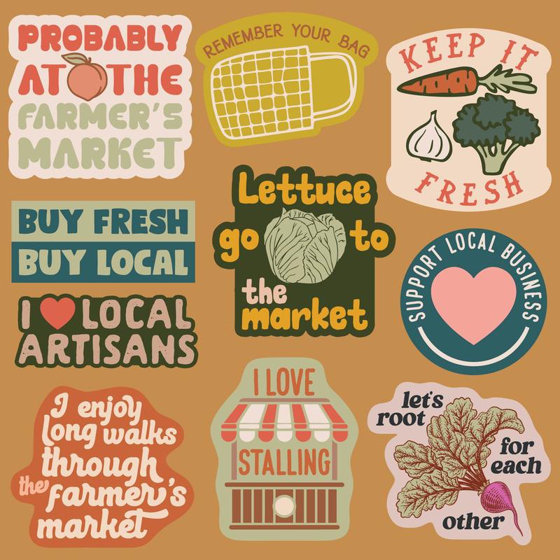 Farmers Market Sticker Extra Large Stickers for Adults Funny Adhesives with Memes Funny Stickers with Colorful Graphic Decals Funny Food  Multi
