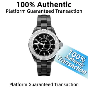 Chanel J12  Black dial 39mm  Automatic watch with aftermarket diamond-set bezel  Black ceramic case  WHP028524