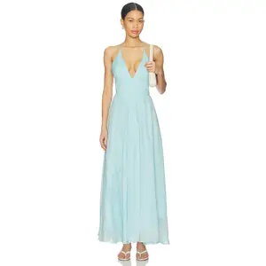 Bardot Arletha Halter Maxi Dress in Soft Blue