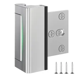 Treasem Home Security Door Lock, Childproof Door Reinforcement Lock with 3 Inch Stop Withstand 800 lbs, Door Safety Locks for Front Door, Night Kids Safety Flip Lock to Defend Your Home, Aluminum Alloy