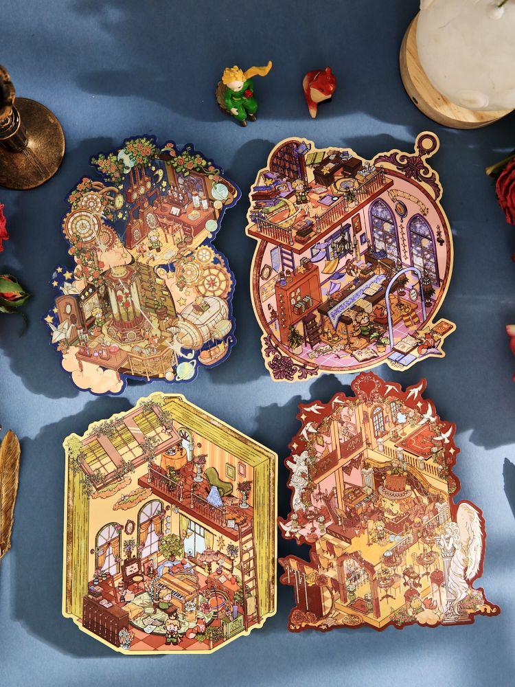 Prince's Storybook Series – 3D Miniature Scene Sticker Kit,DIY Layered Diorama for Journaling & Scrapbooking,Fantasy Kawaii Gift for Women Girls Teens, PVC Sticker Set