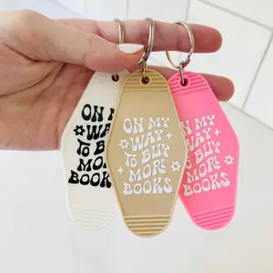 On My Way to Buy More Books Motel Keychain, Funny Gift Idea, Trendy Car Accessory, Birthday Gift Idea, Gift Idea for Girlfriend, True Crime Lover, Book Lover, Sweet 16 Gift Idea, Retro Gift Idea, Gift Idea for Wife, Book Worm Bookish, Book Club Gift