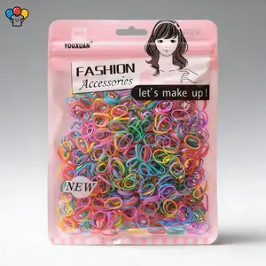 HER-Kids Elastics No Damage Colored Hair Bands Fashion Girls Hair Ties 1000 Count Small Size Soft Elastic Non-Damaging High Elasticity Colorful Children's Hair Bands Hair Ropes Girls Fashion Hair Accessories 1000 Pieces Small Size