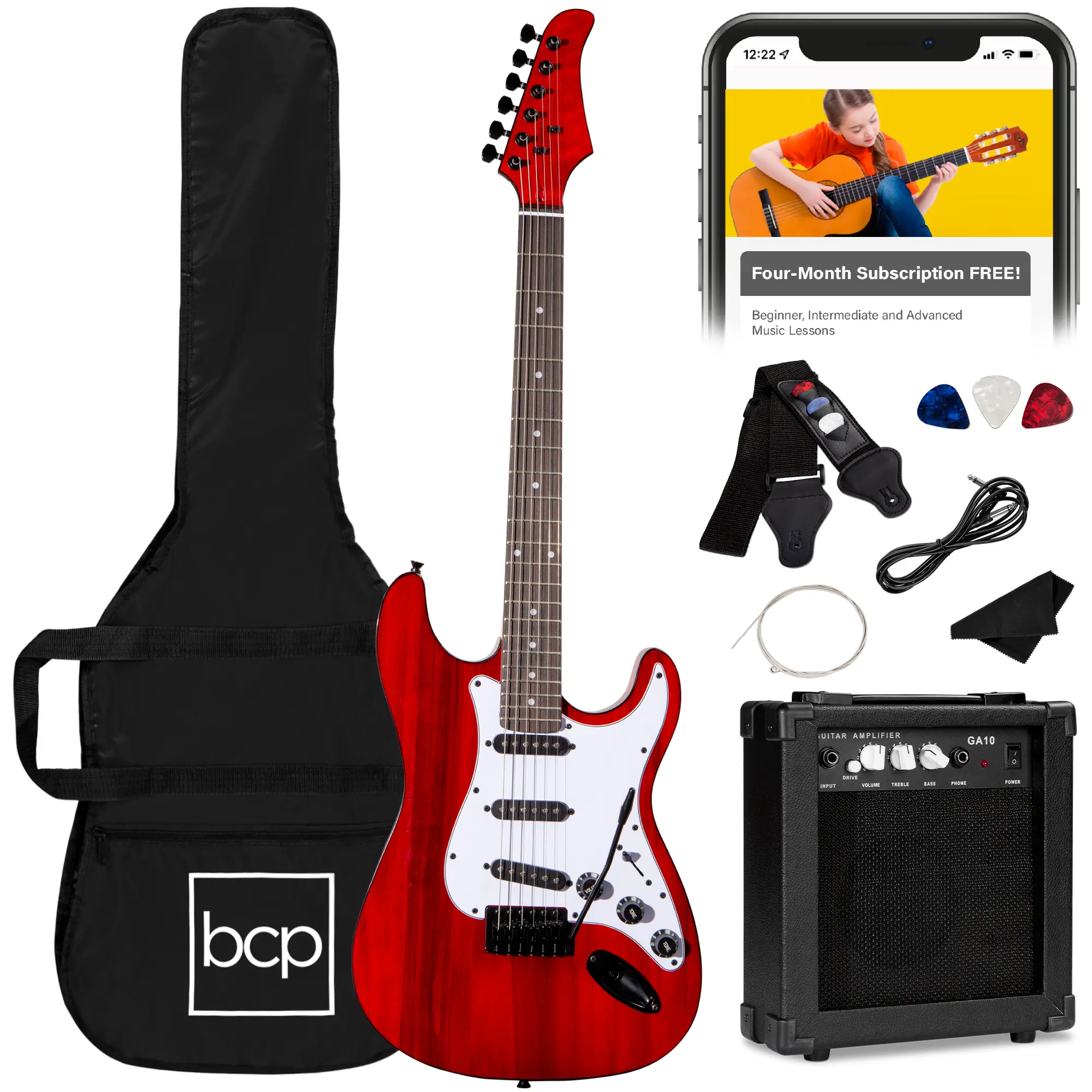 Best Choice Products 39in Full Size Beginner Electric Guitar Kit with Case, Strap, Amp, Whammy Bar Best Choice Products 39in Full Size Beginner Electric Guitar Kit with Case, Strap, Amp, Whammy Bar