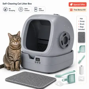 Self-Cleaning Cat Litter Box 86L Automatic Cat Litter Box with App Control Weight Monitor Odor Control Anti-Pinch Safety for Cats 3.5-15 lb