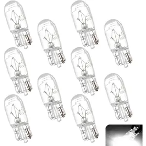 10 PCS 168 194 192 T10 Halogen Light Bulbs, Warm White T10 Halogen Bulb, 12V 5W License Plate Light Side Marker Dashboard Dome Light Bulb Replacement for Cars, Trucks, SUVs (White)