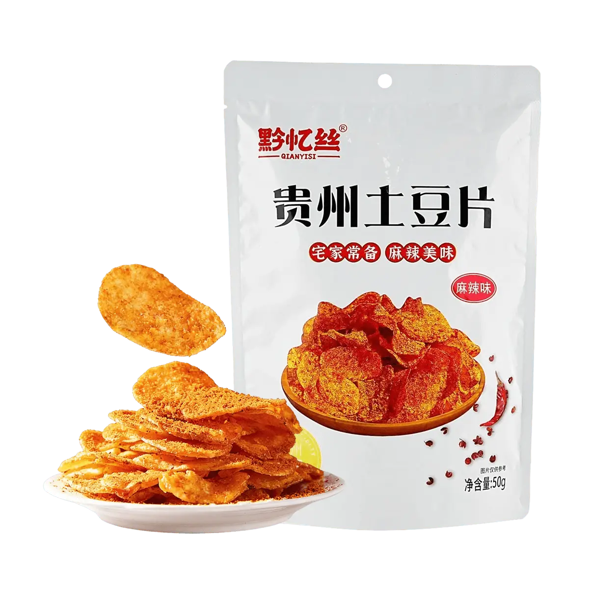 QianYiSi Guizhou Spicy Potato Chips 50g - Authentic Chinese Snack, Crispy & Flavorful, Popular Online Treat