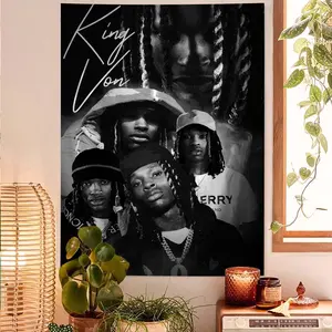 60in x 40in  home decor banner Rapper K-King V-Vons Cartoon Tapestry Art Science Fiction Room Home Decor Wall Hanging Sheets funny hanging poster fan bedroom living room gift