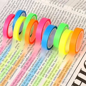 10 Rolls Highlighter Tape, 0.24in/0.31in Transparent Marking Sticker Tape Removable Colored Tags Highlighter Tape for Books in the Classroom Home Office, 16.4ft per Roll (5 Colors)